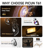 Picun T61 Bone Conduction Earbuds Wireless bluetooth Earphone Deep Bass AAC Audio Dual-Mic AI Noise Cancelling 80H Battery Life IPX8 Waterproof Earhooks Sports Headphones