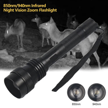 Bikight C14 850nm/940nm Night Vision Zoomable Tactical Flashlight 5W Infrared Radiation IR Illuminator LED Torch Shooting Light Hunting Flashlight