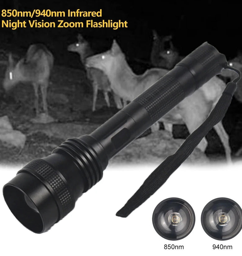 Bikight C14 850nm/940nm Night Vision Zoomable Tactical Flashlight 5W Infrared Radiation IR Illuminator LED Torch Shooting Light Hunting Flashlight