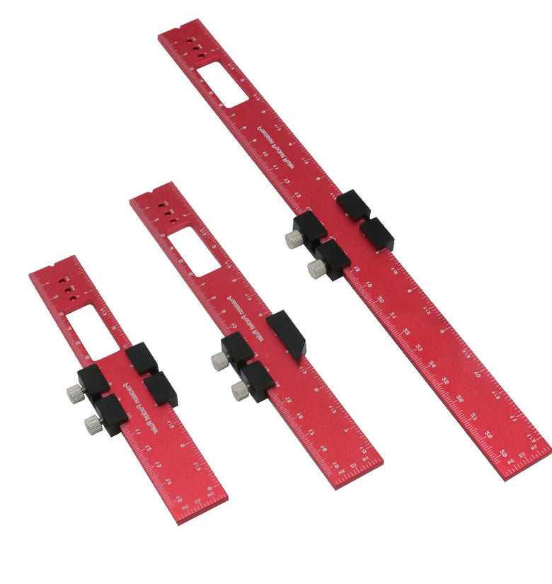 Woodworking Tools Ruler Pocket Ruler Layout Tool Aluminum Precision Ruler with T-Track Slide Stops Inch and Metric Scale