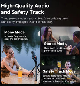 Ulanzi U-Mic 2.4G Stereo Wireless Microphone 100m Pickup 20 Hours Recording for DSLR IOS Android PC Live Streaming Interview