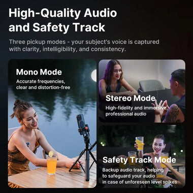 Ulanzi U-Mic 2.4G Stereo Wireless Microphone 100m Pickup 20 Hours Recording for DSLR IOS Android PC Live Streaming Interview