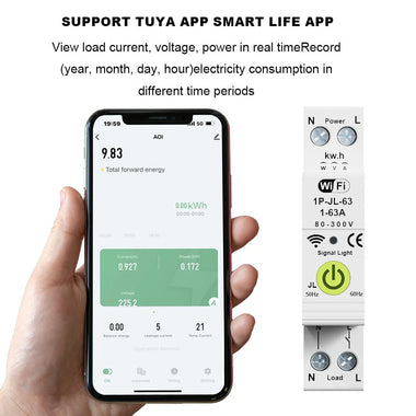 Tuya WiFi Intelligent Circuit Breaker ON OFF Timing Energy Meter Automatic Reclosing Protector with Metering and Prepaid Function Compatible with Alexa and Google Assistant for Voice Control