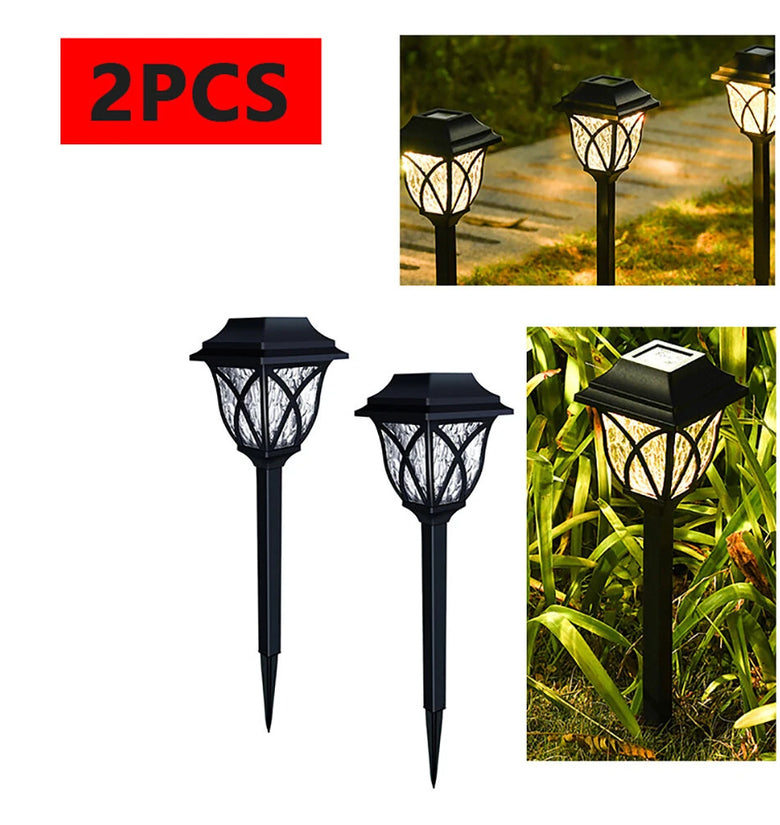 2pcs LED Solar Lawn Lights Outdoor Waterproof Garden Decoration Lamp For Walkway Path Villa Yard Driveway