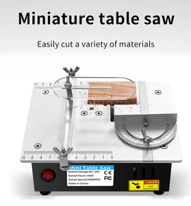 96W 24V Mini Multifunctional Table Saw Electric Desktop Saw with 7 Speed Adjustable 63mm Blade Woodworking Bench Lathe Cutter Machine DIY Cutting Tool