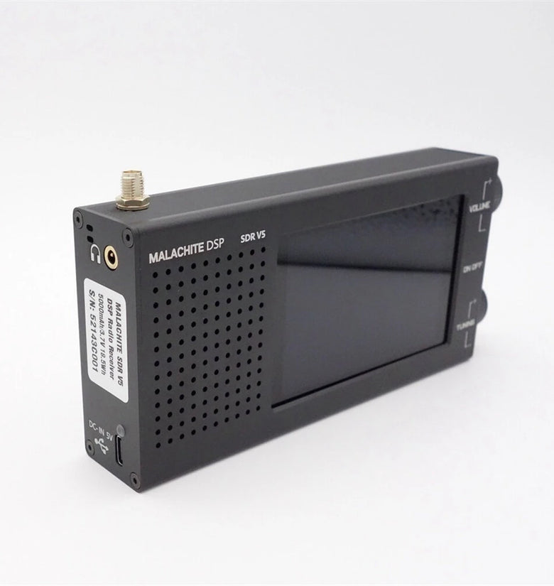 Malachite V5 DSP SDR Receiver 10kHz-2GHz Frequency Range CNC Aluminum Housing 5000mAh Lithium Battery USB-C Charging LCD Touchscreen Radio