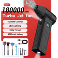 Turbo Fan 180000RPM Peak Powerful Air Blower 52m/s Speed Dual 4000mAh Batteries LED Lighting 4-Gear Speed Compact Portable Dust Blowing