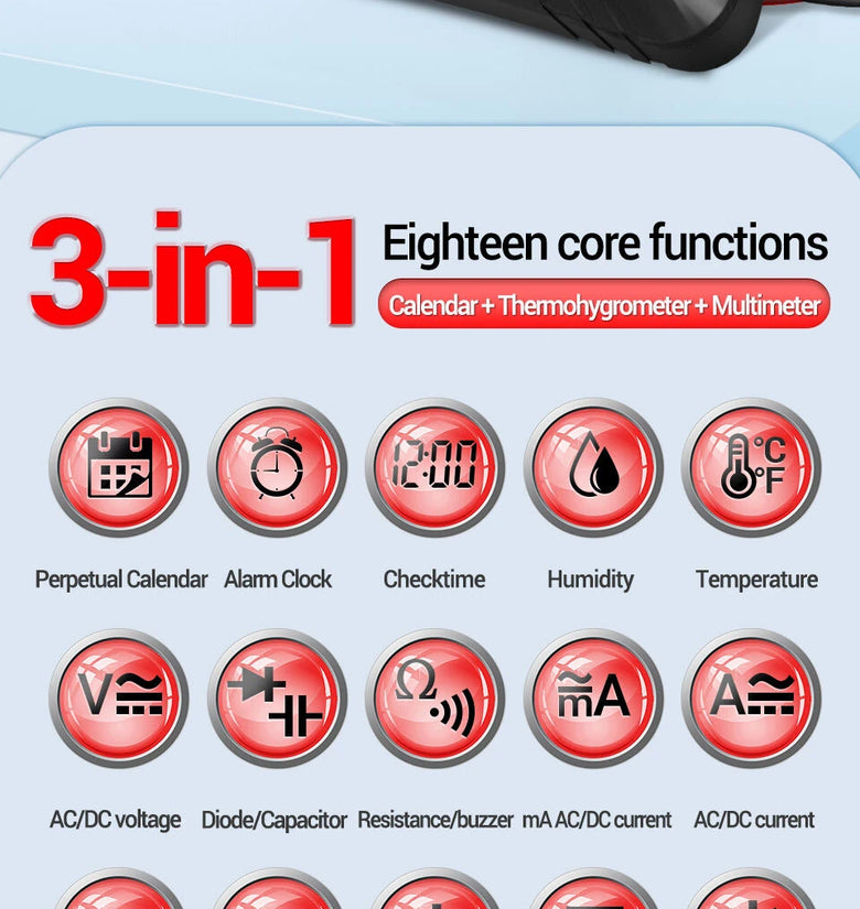 ANENG 613Pro Smart Multimeters DC/AC Voltage Capacitor Tester 4000 Counts 10A Current 600V Voltmeter Test Alarm Clock Set Tools