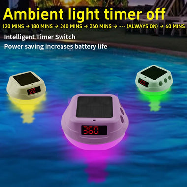 Wireless Solar Powered Pool Thermometer IP68 Waterproof RGB Ambient Light Temperature Display Smart Timer Child Lock 2200mAh Battery Smart Home Automation Solar Energy Savings Device