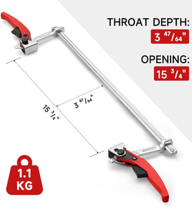 Ratcheting F Clamp Heavy Duty Black Steel Shaft 705 lbs Clamping Force 15 3/4 Inch Opening Capacity Sliding Arms for Welding Woodworking Metalworking
