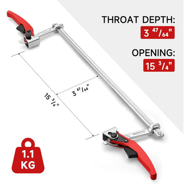 Ratcheting F Clamp Heavy Duty Black Steel Shaft 705 lbs Clamping Force 15 3/4 Inch Opening Capacity Sliding Arms for Welding Woodworking Metalworking