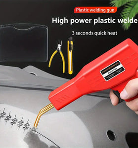 EU Plug Red Portable Plastic Welding Machine Quick and Easy Operation Ergonomic Design Stainless Steel Staples Overheat Protection for Car Bumper Crack Repair PVC Welding