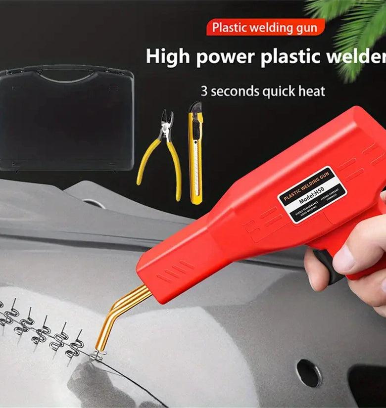 EU Plug Red Portable Plastic Welding Machine Quick and Easy Operation Ergonomic Design Stainless Steel Staples Overheat Protection for Car Bumper Crack Repair PVC Welding