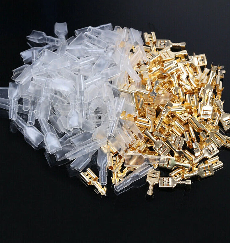 135/270/315PCS Box Insulated Male Female Wire Connector 2.8/4.8/6.3MM Golden Electrical Crimp Terminals Termin Spade Connectors Assorted Kit