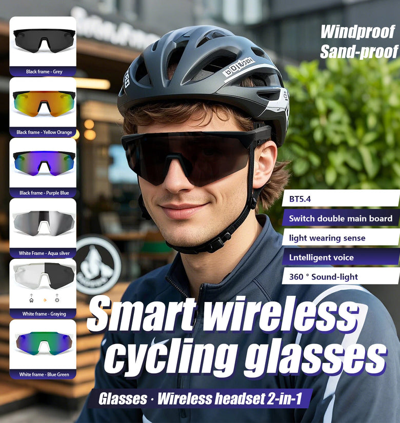 QY-Pro2 bluetooth 5.4 Smart Cycling Glasses with AI Voice Assistant UV Protection Windproof Sandproof 360 Surround Sound for Outdoor Sports