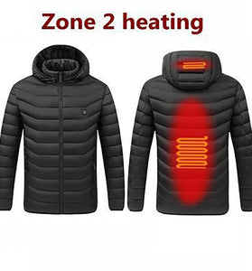 2 Zone Electric Heated Jacket Winter Intelligent USB Rechargeable Heating Cotton Coat Motorcycle Winter Smart Jacket