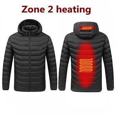 2 Zone Electric Heated Jacket Winter Intelligent USB Rechargeable Heating Cotton Coat Motorcycle Winter Smart Jacket