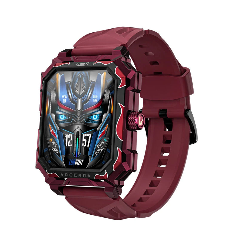 LOKMAT OCEAN MAX 1.96 inch HD Screen bluetooth Call Heart Rate Blood Pressure SpO2 Monitor Sleep Monitoring Multi-sport Modes Music Playback 5ATM Waterproof Smart Watch