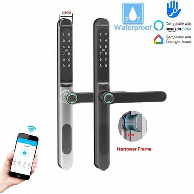 TTLOCK Smart Fingerprint Door Lock 5-in-1 Unlock IP66 Waterproof App Voice Remote Multifunctional Door Lock for Home Security