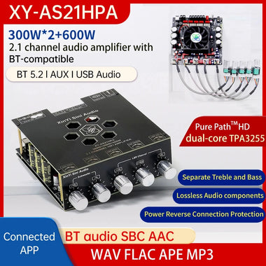 Sinilink XY-AS21HPA High-Power BT Digital Amplifier Board 2.1 Channel Subwoofer 300W*2+600W Dual TPA3255 Chip