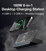 BlitzWolf BW-S27 160W 6-Port USB PD Desktop Fast Charger 2USB-A+4USB-C PD3.0 QC4.0 AFC FCP SCP PPS PE with 15W 10W 7.5W 5W Wireless Charger Desktop Charging Station EU Plug for iPhone 15 14 13 for MacBook Pro for Airpods for Apple Watch