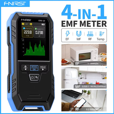 FNIRSI ERD-10 Electromagnetic Radiation Detector Electric Magnetic RF Radiation Meter High Accuracy Portable EMF Meter Color Screen Temperature Monitoring