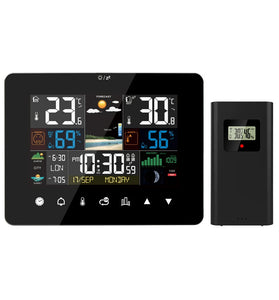 2022 Newest FanJu Weather Station Touch Screen Wireless Indoor Outdoor Thermometer Table Clock with Sunrise and Sunset Time Moon Phases and Tides and Mold Risk