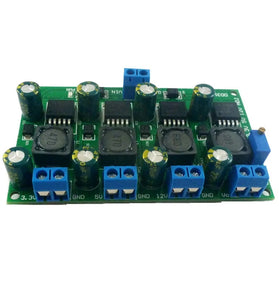 4 Channel DC-DC Buck Converter Step-down Power Module 3.3V 5V 12V Adjustable Output 3A XL2596 Chip Thermal Shutdown Protection Smart Home Automation