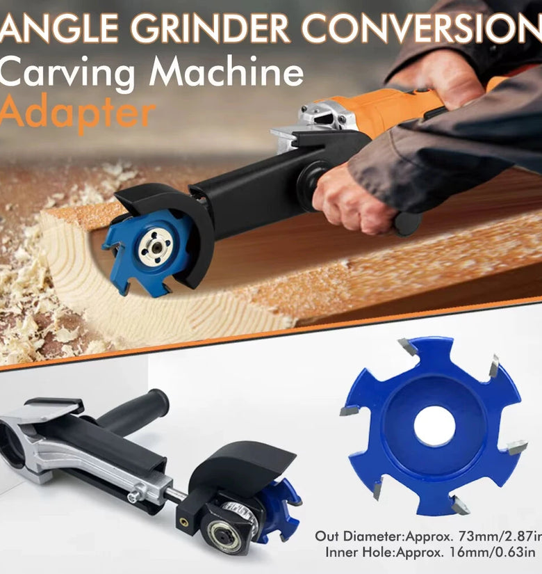Angle Grinder Conversion Head Sculpting Carving Machine Adapter ABS Alloy Steel Compatible with Model 100 115 125 Grinders Includes M10 M14 Thread Protective Guard and Handle
