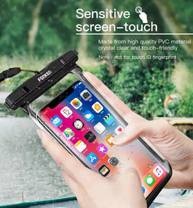 Fonken IPX8 Waterproof Phone Case with Lanyard Full Touch Screen Clear Dry Bag for Up to 6.5 Inch Phones Swimming Beach Snorkeling Underwater Photography Protection