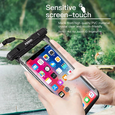 Fonken IPX8 Waterproof Phone Case with Lanyard Full Touch Screen Clear Dry Bag for Up to 6.5 Inch Phones Swimming Beach Snorkeling Underwater Photography Protection
