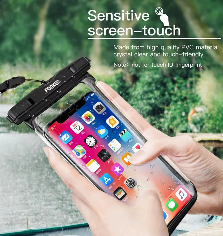 Fonken IPX8 Waterproof Phone Case with Lanyard Full Touch Screen Clear Dry Bag for Up to 6.5 Inch Phones Swimming Beach Snorkeling Underwater Photography Protection