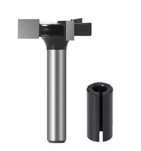 LAVIE 1/4 Inch 6mm Shank 3 Flutes CNC Spoilboard Surfacing Router Bit Slab Flattening Router Bit Milling Cutter With Adapter 1"/25.4mm Cutting Diameter