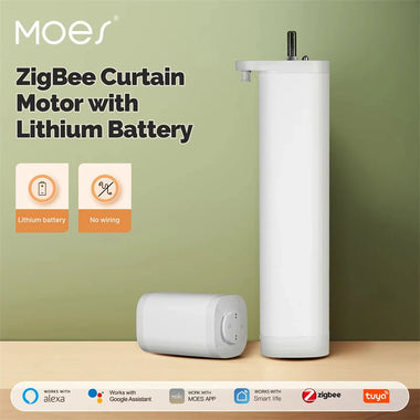 MoesHouse Tuya ZigBee3.0 Curtain Motor with Lithium Battery Rechargeable Removable with Remote Control Work With Alexa Google Home