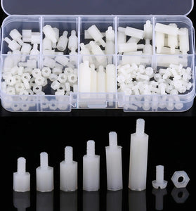 180pcs M3 Nylon White M-F Hex Standoff Spacers Screw Nut Assortment Kit with Box