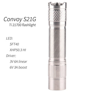 Convoy S21G Ti SFT40 / HP50.3 HI LED 12 Groups Modes Powerful LED Flashlight 21700 Battery Type-C Charging Port Torch For Camping Hiking Fishing