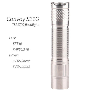Convoy S21G Ti SFT40 / HP50.3 HI LED 12 Groups Modes Powerful LED Flashlight 21700 Battery Type-C Charging Port Torch For Camping Hiking Fishing