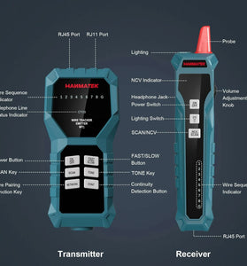 HANMATEK WT1 Network Cable Tester RJ45 RJ11 Multifunction Open Short Circuit Finder Volume Adjustable Comfortable Wire Tracing Tool with Essential Accessories Included