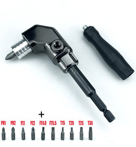 90 Degree Turning Universal Screwdriver Batch Head Corner Adapter with Quick Release Hexagonal Interface Ideal for Hard-to-Reach Areas Optional 10-Piece Accessory Set