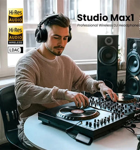 OneOdio Studio Max1 bluetooth Headset Wireless DJ Headphone 50mm Large Dynamic Speaker LDAC Dual Hi-Res Audio HD Dual-Mic ENC Call Noise Cancelling 120H Battery Life 3.5mm 6.35mm Dongle Mode Music Headphones