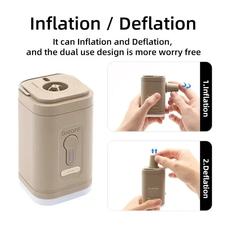 Portable Electric Pump for Inflation and Extraction USB Lithium-ion Battery with LED Light Mini Portable Vacuum Pump Blow Up Pool Raft Bed Boat Toys Vacuum Bags Yoga Exercise Ball
