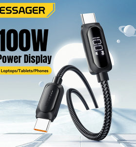 ESSAGER ES-X57 100W/60W Type-C to Type-C Power Display Cable Fast Charging Data Transmission Copper Core Line 1M/2M Long for iPhone 15 15 Plus for Samsung Galaxy Z Flip6 for Huawei Nova Flip for Xiaomi MIX Fold4