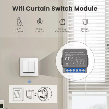 Tuya WiFi RF Smart Curtain Module for Roller Blinds and Curtains Motorized Curtain Switch Voice Control with Alexa Google Home