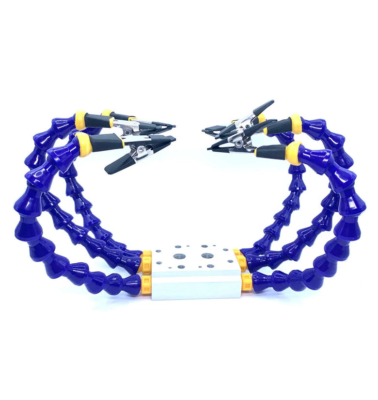 Two/Four/Six Brackets Benches Vise Table Clamp with Flexible Arm Aluminum Alloy Clamp Soldeirng Iron Holder Printed Circuit Board Welding Repairs