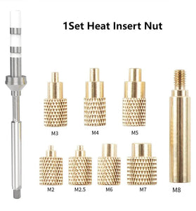 TS100 Hot Melt Nut Insertion Kit Brass CNC Precision for M2 M3 M4 M5 M6 M8 Compatible with 936 Soldering Iron Tips