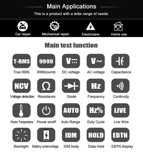BSIDE A10 Mini Smart Multimeter 3.2-inch Color Screen Digital 9999 Counts True RMS Multimeter Built-in Rechargeable Lithium Battery Voltage Tester