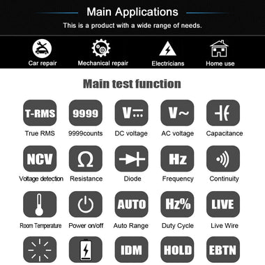 BSIDE A10 Mini Smart Multimeter 3.2-inch Color Screen Digital 9999 Counts True RMS Multimeter Built-in Rechargeable Lithium Battery Voltage Tester
