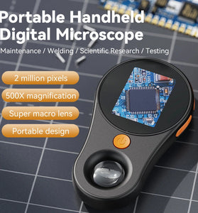 500X Portable Handheld Digital Microscope  Super macro lens Magnification 2MP Camera Clear 1080P Resolution Integrated LED Lights Superior Battery Life Ideal for Exploration and Discovery