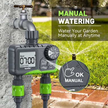 Rainpoint Dual Zone Garden Smart Timer Irrigation Valve Automatic Watering Device Smart Timer Controller for Garden