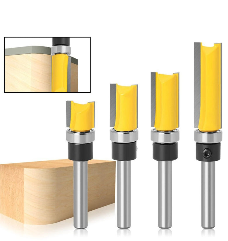 23pcs 6mm 1/4 Inch Shank Tungsten Carbide Flush Trim Pattern Router Bit Set with Bearing Milling Cutter for Wood Woodworking End Mill